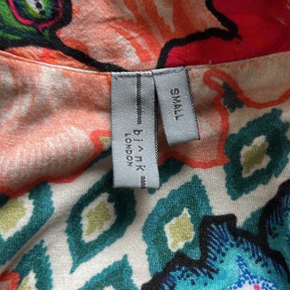 Blnk London Anthropologie STEPHANIE Blue Red Floral V Neck Top Embroiderd Sz S - Picture 9 of 16